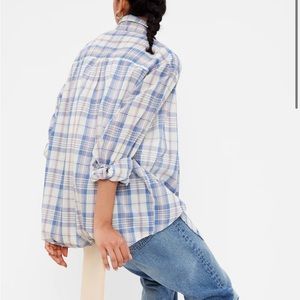 Gap Blue Plaid Big Shirt